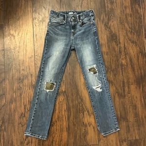 Boys Old Navy Slim Distressed Jeans with Camo Patches size 10